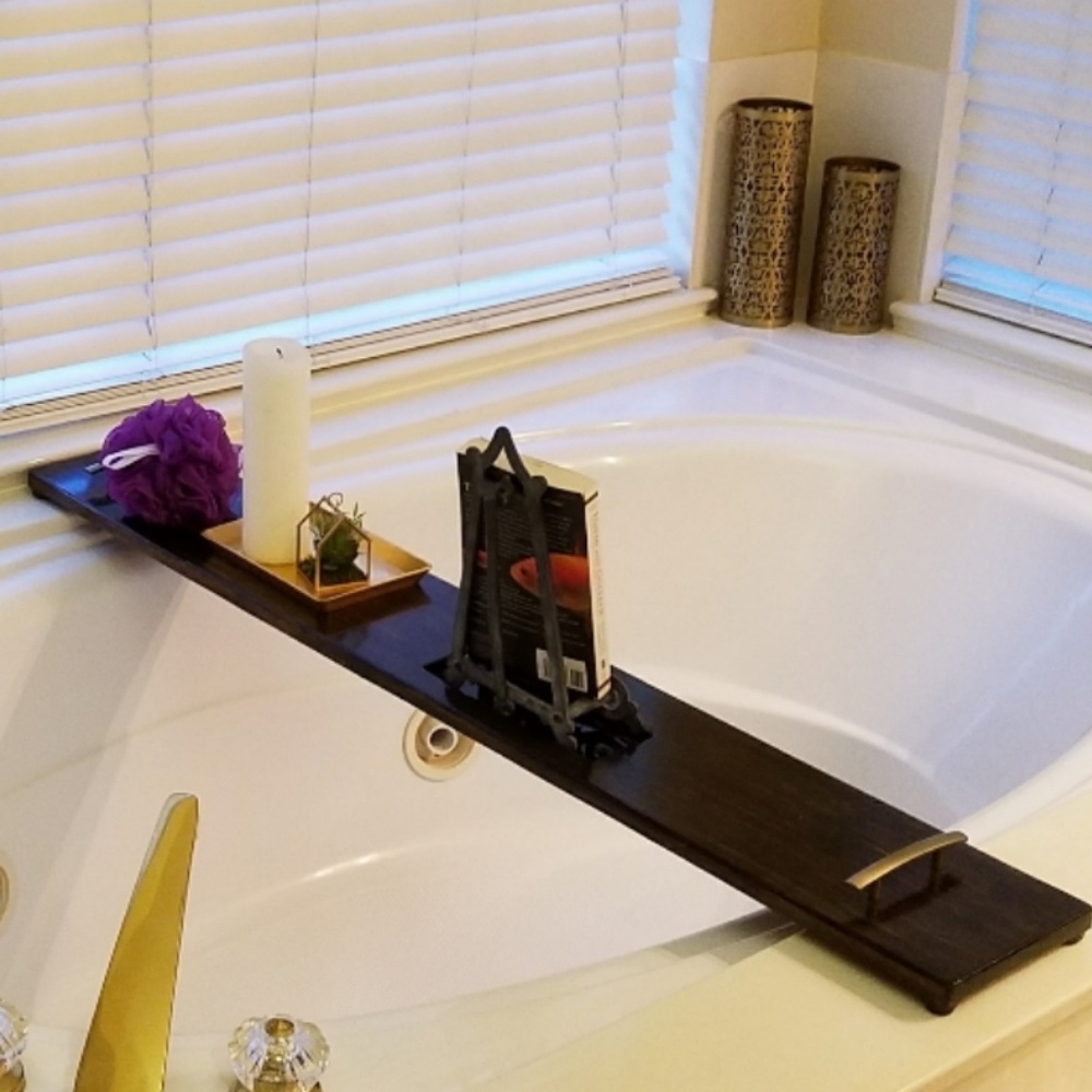 Hand carved and stained bathtub tray - Picture 2 of 7